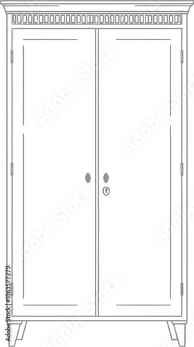 Elegant wardrobe illustration minimalist design furniture storage solution classic style