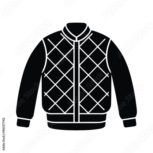Quilted Bomber Jacket With Ribbed Trim Vector Illustration