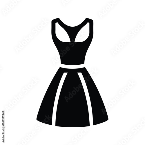 Shoulder Cut Out Dress With Fitted Bodice Vector Illustration