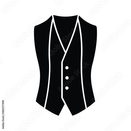 Sleeveless Blazer Vest With Lapels Vector Illustration
