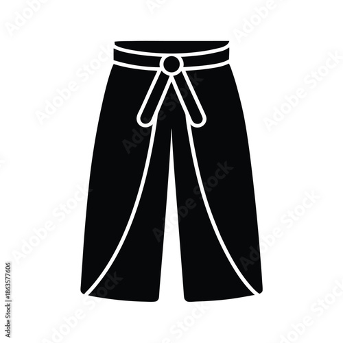 Tie Waist Culottes With Cropped Length Vector Illustration