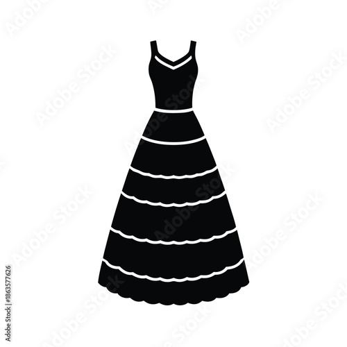 Tiered Maxi Dress With Lace Panels Vector Illustration