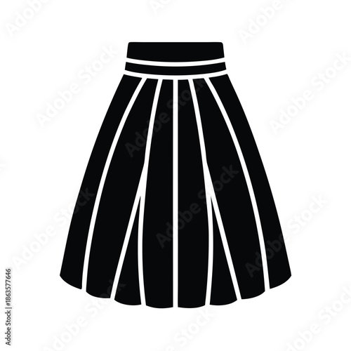 Tulle Midi Skirt With Elastic Waist Vector Illustration