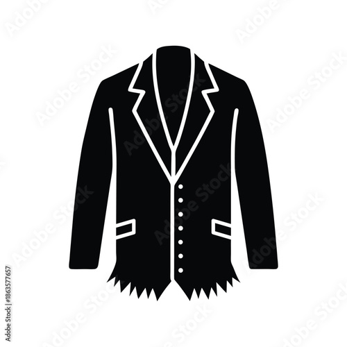 Tweed Jacket With Frayed Edges Vector Illustration