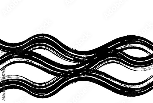 毛筆の波線の背景素材イラスト