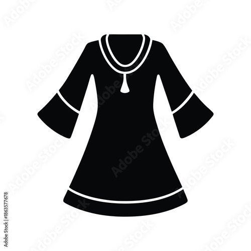 Tunic Dress With Bell Sleeves Vector Illustration