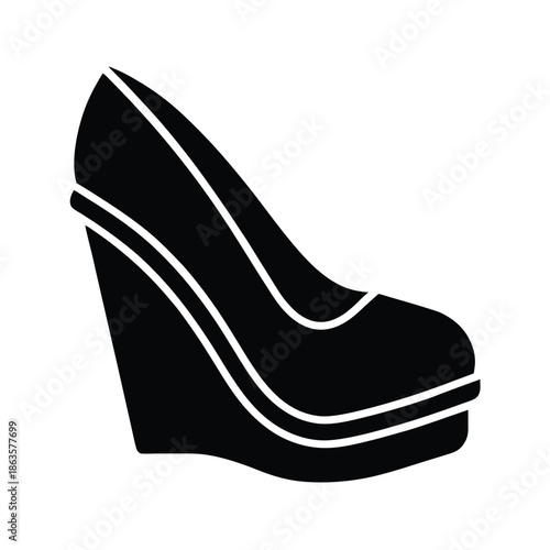 Wedge Heels With Peep Toe Design Vector Illustration
