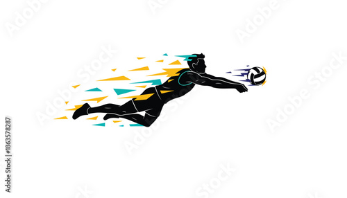 Soccer Goalkeeper Diving Catching Ball Motion Blur