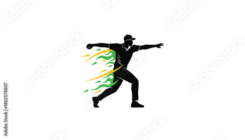 Black Man Running with Colorful Trails on White Background