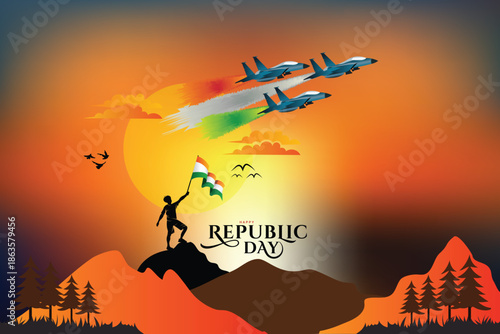 Indian Republic Day Celebration with Fighter Jets and National Flag