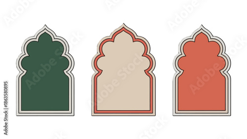 Ancient Archways in Vibrant Hues: A trio of elegantly designed archways, painted in rich colors. with intricate architectural details, hinting at the history and charm.