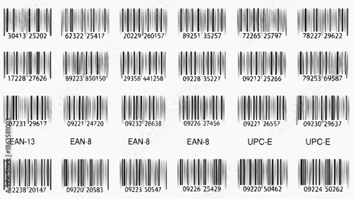 Collection of various retail product barcodes and identification codes.