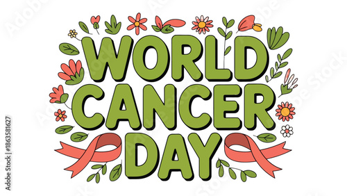 World Cancer Day: Celebrating hope and resilience, this vibrant image conveys a message of solidarity and support for all those affected by cancer.