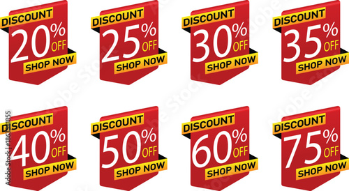 Discount Sale Sticker Pack, Special Offer Price Tags and Promo Labels Vector
