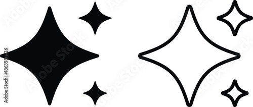 AI Logo Icon Pack, Blue Sparkle Star Symbol for Artificial Intelligence