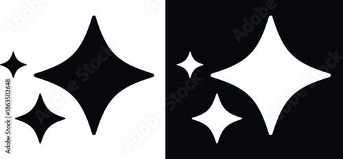 Generative AI Sparkle Star Icon, Artificial Intelligence Vector Symbol Set