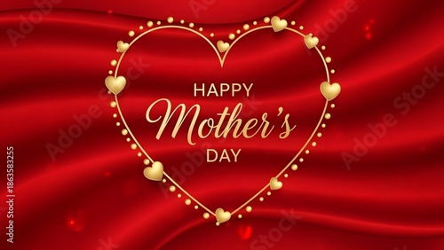 Happy mother's day heart design on red fabric