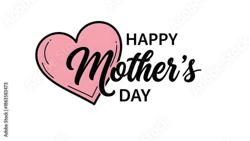 Happy mother's day greeting card with pink heart