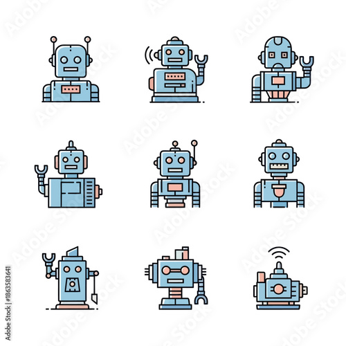 Collection of Retro Robots A Nostalgic Assembly of Vintage Automata.