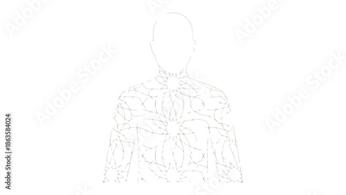 The Human Form: A delicate and intricate illustration of the human form, highlighting the internal framework, and hinting at the complexities within.