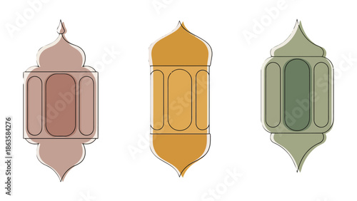 Eastern Lanterns in Vibrant Array: A series of intricately designed Eastern lanterns stand side-by-side. The image is a visual feast, offering a glimpse into a world of tradition, culture.