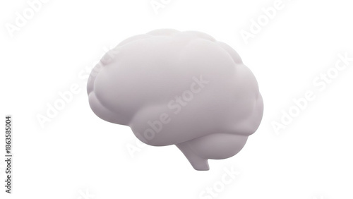 Minimalist White 3d Model of a Human Brain on Black Background