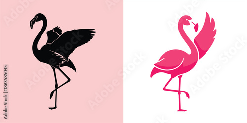 Elegant Flamingo Graphics Stylized Tropical Bird Designs for Creative Branding