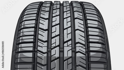 Close up of a new car tire tread pattern.