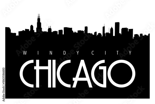 CHICAGO, WINDY CITY abstract typography design vector illustration. May be used for postcard, banner, t-shirt, clothing, poster, sport t-shirt print design and apparels graphic