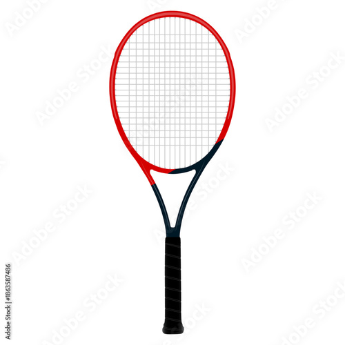 Realistic illustration of a tennis racket. EPS 10 vector graphic isolated on white background.