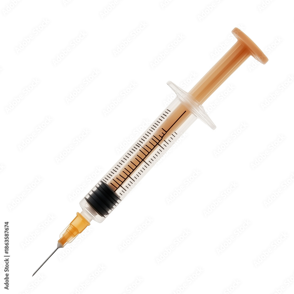 Fototapeta premium Isolated sepia syringe on transparent background medical concept