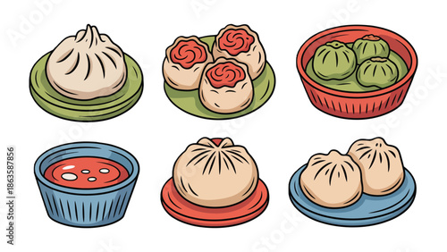 Culinary Diversity: An array of delightful steamed dumplings and savory dipping sauce, a feast for the eyes and a promise of delightful flavors.