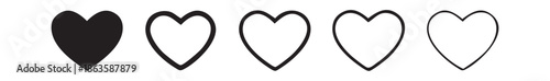One solid black heart icon among four outlined hearts for user rating feedback