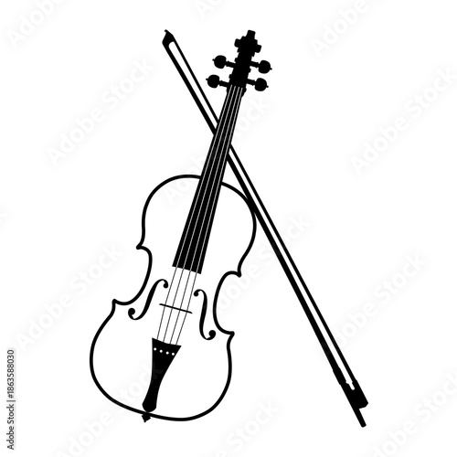 A violin illustration icon symbol. Musical instrument. Simple flat vector graphic EPS10 isolated on white background