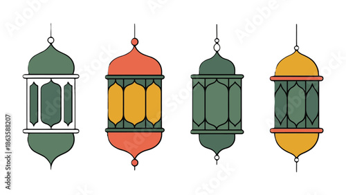 Ornate Lanterns: A set of beautifully designed lanterns, each a unique expression of traditional craftsmanship, adding a touch of elegance and warmth.