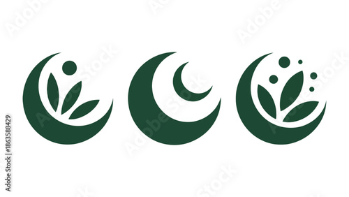 Moon and Leaf design: Captivating graphic, depicting a harmonious dance between the moon and the essence of growth. A visually appealing representation of nature and tranquility.