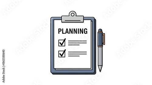 Clipboard with Planning Checklist Form.