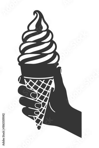 ソフトクリームを持つ手のシルエットアイコン