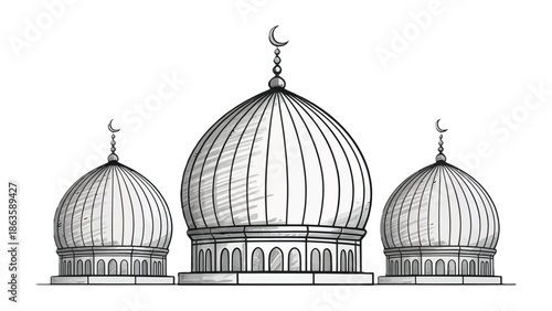 Islamic Dome: An intricately detailed illustration showcases the classic architectural elements of an Islamic dome.