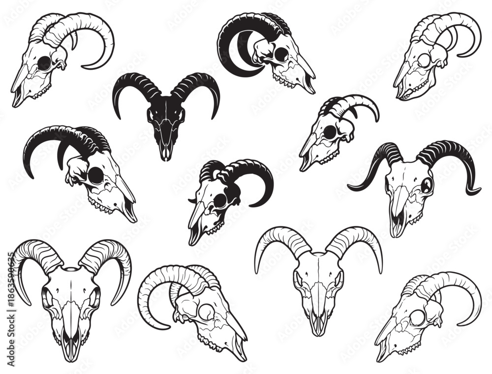 Obraz premium GOAT SKULL SILHOUETTE