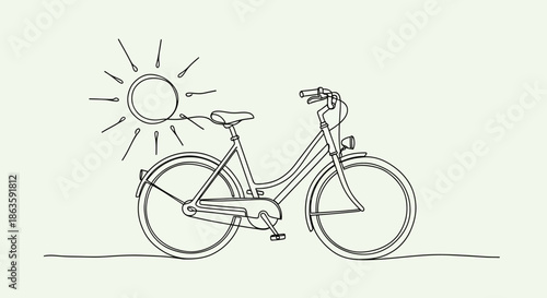 Vintage Bicycle Illustration with Sunshine: A nostalgic sketch evoking simple pleasures and