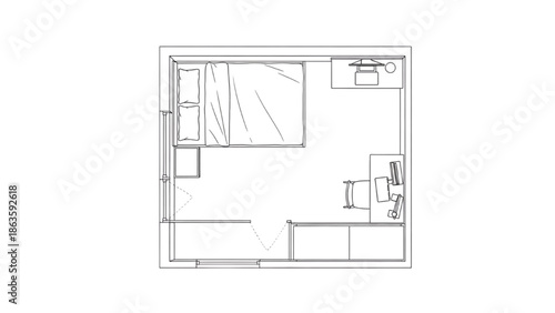 Architectural blueprint of a compact and efficient studio apartment layout designed for modern urban living
