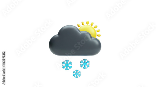 Cloudy with sunny spells and snowfall icon