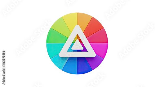 Colorful abstract triangle logo on a segmented circle