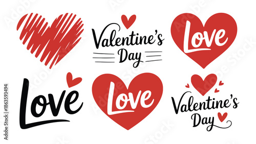Love and Valentine's Day: A collection of heart-shaped designs and Valentine's Day text arrangements, perfect for expressing love and affection.