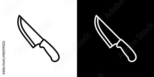 Simple Outline Knife Icons, Black and White, Perfect for Culinary or Safety Graphics