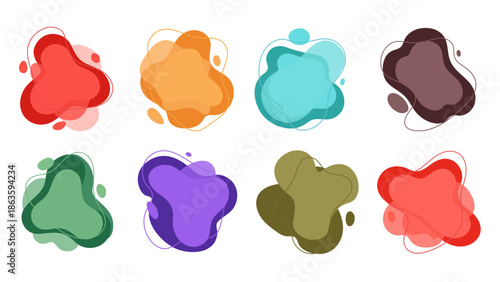 8 Modern Organic Blob Shapes Vector Set | Colorful Abstract Fluid Design Elements for Websites, Banners, and Digital Backgrounds