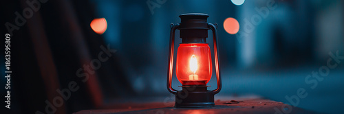 Red lantern glow night light dark blur illumination