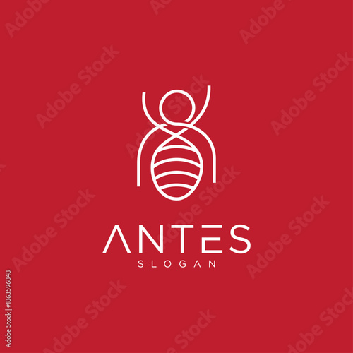Ant logo design with line art abstract
