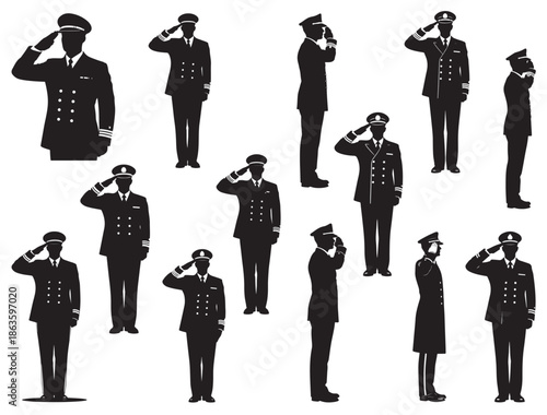 NAVY OFFICER SALUTING SILHOUETTE